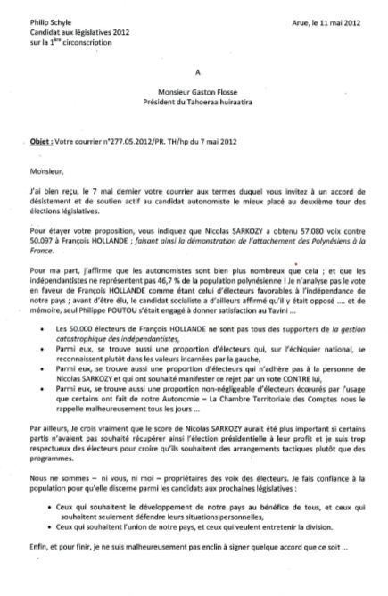 Union des autonomistes: Philip Schyle répond à Gaston Flosse