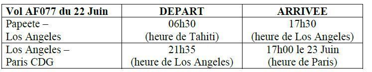 AIR FRANCE: modification des horaires de vol du vendredi 22 juin