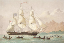 Le célèbre Duff, le bateau qui amena les missionnaires de la London Missionary Society dans le Pacifique Sud, au terme d’un épuisant voyage. Le célèbre Duff, le bateau qui amena les missionnaires de la London Missionary Society dans le Pacifique Sud, au terme d’un épuisant voyage.
