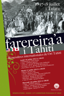Farereira'a i Tahiti 2012 / Hura'ai'ai 2012: Le Programme Farereira'a i Tahiti 2012 / Hura'ai'ai 2012: Le Programme