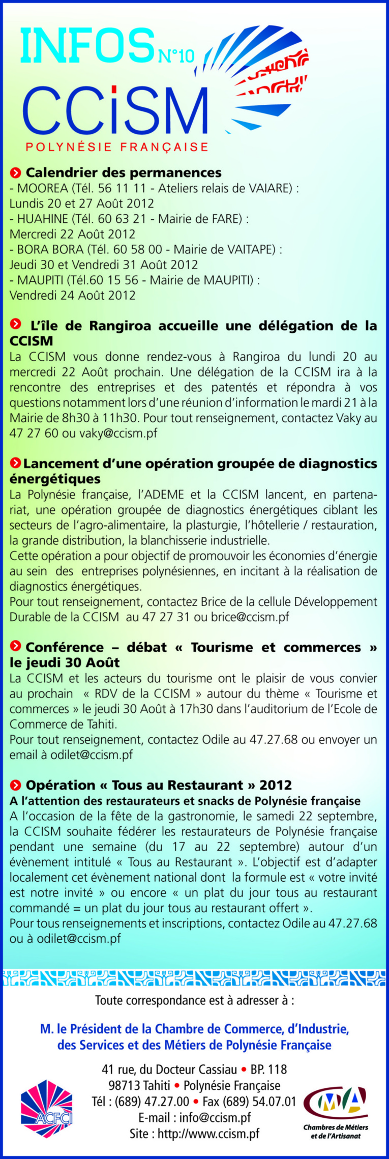 Infos CCISM N°10 Infos CCISM N°10