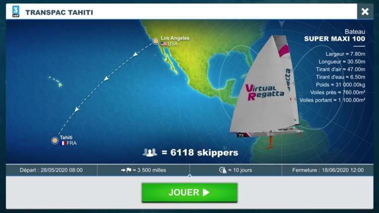 Une régate virtuelle entre Los Angeles et Tahiti Une régate virtuelle entre Los Angeles et Tahiti