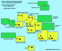 Vigilance jaune sur le centre et le Sud du fenua Vigilance jaune sur le centre et le Sud du fenua