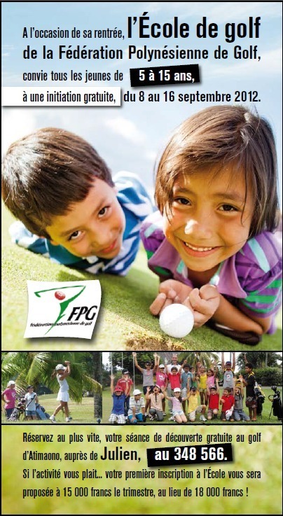 L'école de Golf de la Fédération Polynésienne de Golf fait sa rentrée - Initiations gratuites