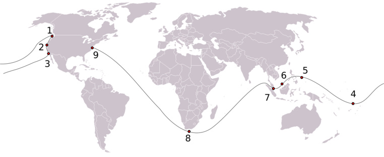 Le trajet retour de cette expédition américaine.