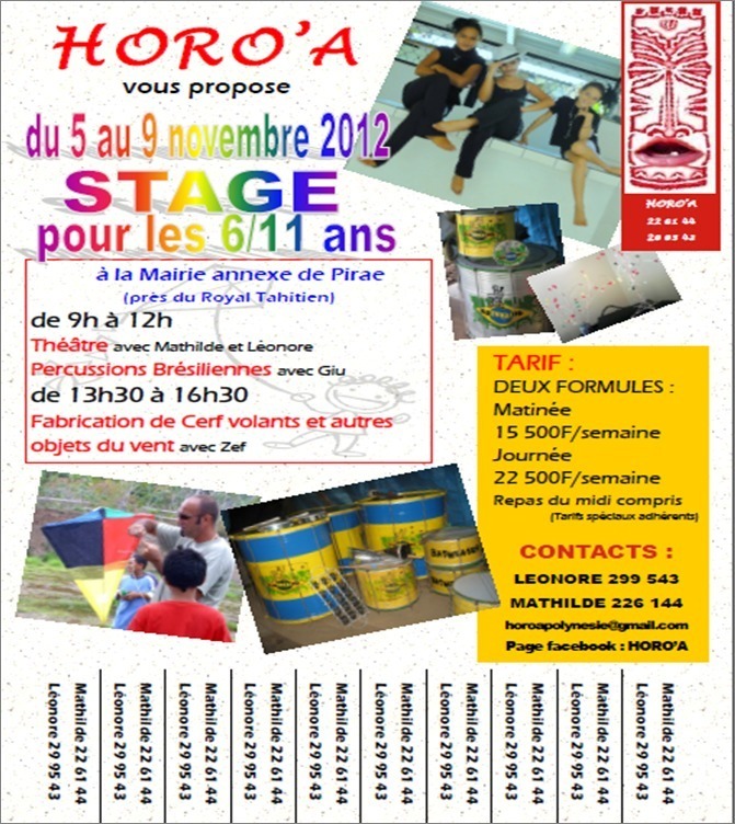 L'association Horo'a propose une Journée récréative au Rainbow Park spéciale Halloween et un Stage vacances