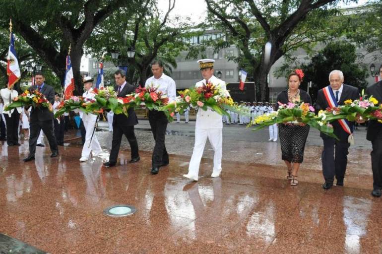 94ème anniversaire de l'Armistice de 1918: les hommages polynésiens rendus sous la pluie