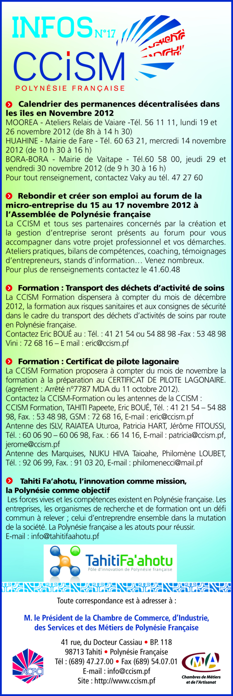 Infos CCISM N°17 Infos CCISM N°17