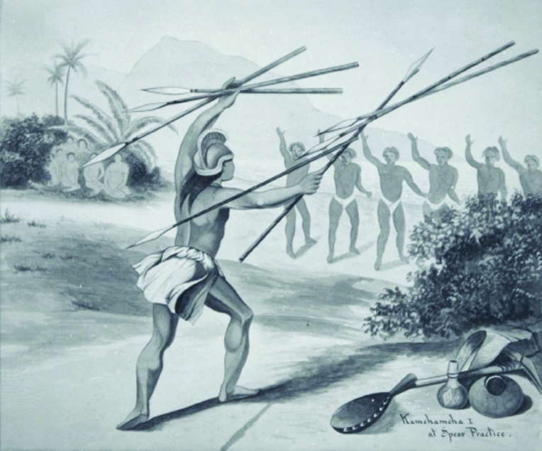 Kamehameha dans sa jeunesse ; il comprit très vite que pour devenir maître de Big Island (Hawaii) puis de tout l’archipel, il avait besoin des armes à feu et des conseils d’Européens.
