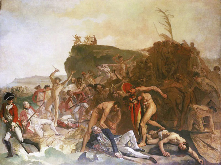 Le peintre Johann Zoffany n’a pas eu le temps d’achever cette toile illustrant la mort de James Cook le 14 février 1779. A l’époque, les Hawaiiens n’avaient pas encore d’armes à feu. Vancouver était présent lors du drame, il avait même été attaqué la veille. Le peintre Johann Zoffany n’a pas eu le temps d’achever cette toile illustrant la mort de James Cook le 14 février 1779. A l’époque, les Hawaiiens n’avaient pas encore d’armes à feu. Vancouver était présent lors du drame, il avait même été attaqué la veille.