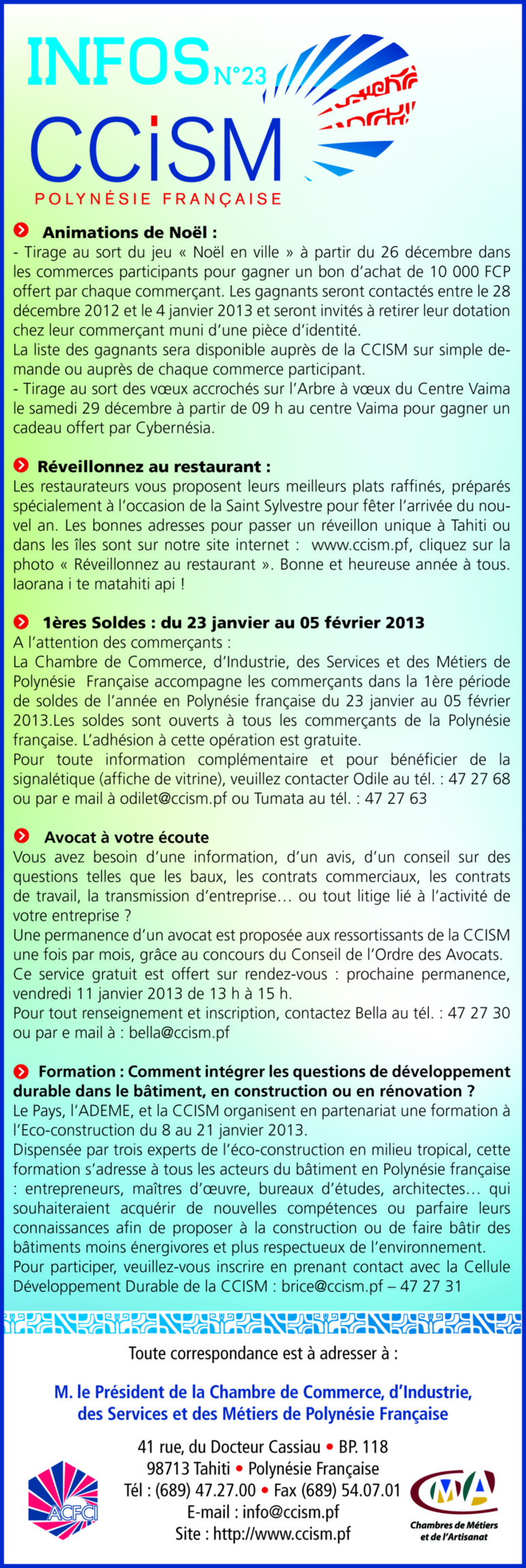 Infos CCISM N°23 Infos CCISM N°23