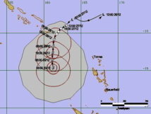 trajectoire estimée de ce phénomène cyclonique – carte du centre régional de Nadi (Fidji)