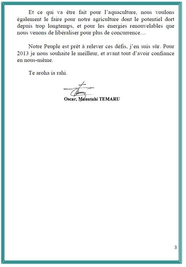 Les Voeux d'Oscar Temaru à la population