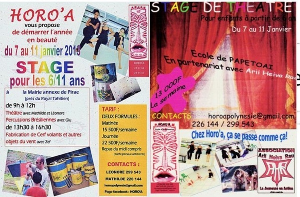Horo'a propose 2 stages fin de vacances à Tahiti et Moorea pour les 6-11 ans Horo'a propose 2 stages fin de vacances à Tahiti et Moorea pour les 6-11 ans