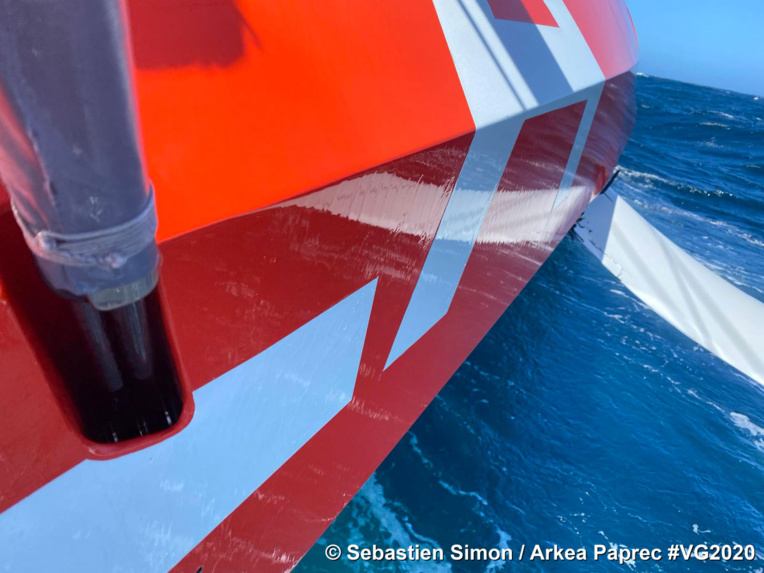 Photo envoyée depuis le bateau Arkea Paprec pendant le Vendee Globe, course autour du monde à la voile, le 2 Décembre 2020. © Sebastien Simon / Arkea Paprec