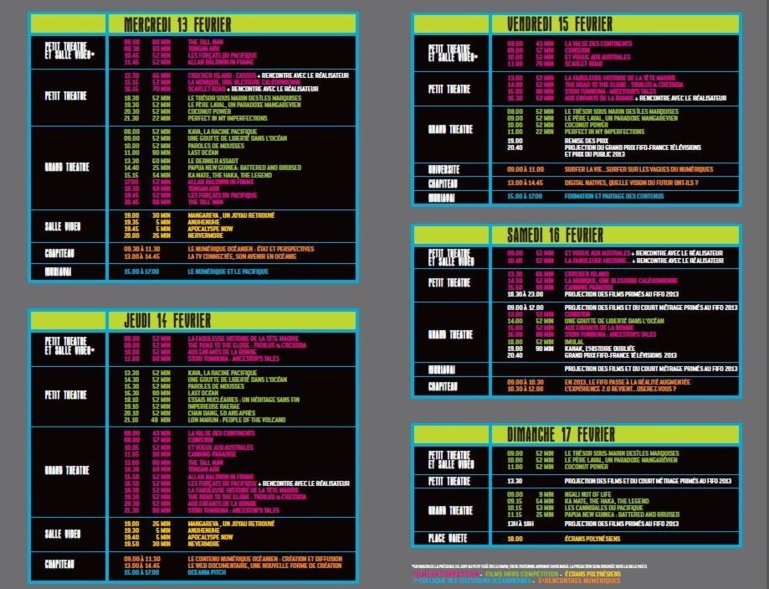 Synthèse du programme des prochains jours.