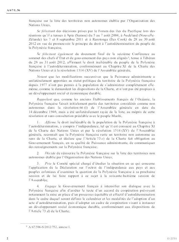 Réinscription: Le texte du projet de résolution L56 déposé à l'ONU