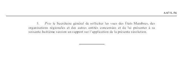 Réinscription: Le texte du projet de résolution L56 déposé à l'ONU