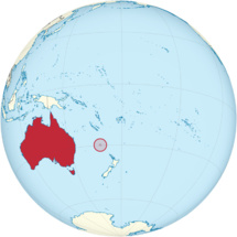 La position de Norfolk entre Nouvelle-Calédonie et Nouvelle-Zélande, devenue possession britannique grâce à King.
