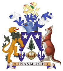 Les armoiries de Norfolk où l’on retrouve le lion britannique et le kangourou australien (même s’il n’y a pas de kangourous sur cette île).