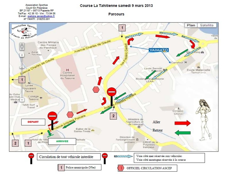 Pirae: Modification de la circulation en raison de la course « La Tahitienne » ce samedi 09 mars Pirae: Modification de la circulation en raison de la course « La Tahitienne » ce samedi 09 mars