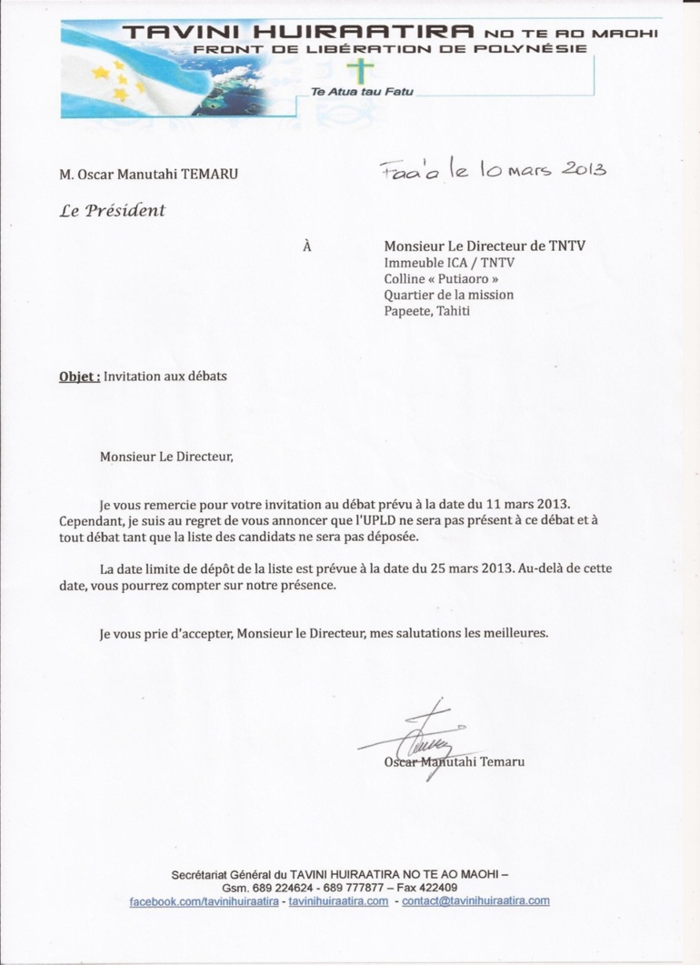 TNTV : le débat sur les Territoriales snobé par le camp indépendantiste