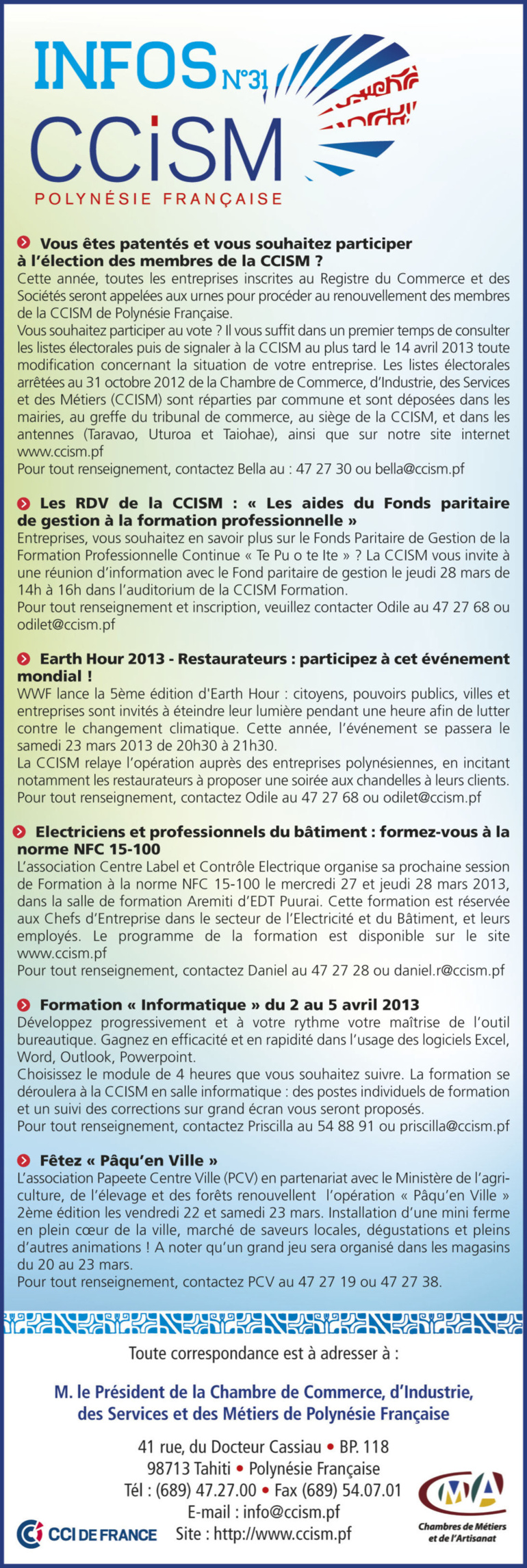 Infos CCISM N°31 Infos CCISM N°31