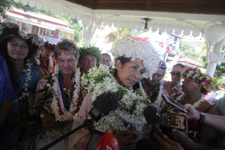 Teura Iriti, lors de sa prise de fonction à la mairie de Arue en juillet dernier.