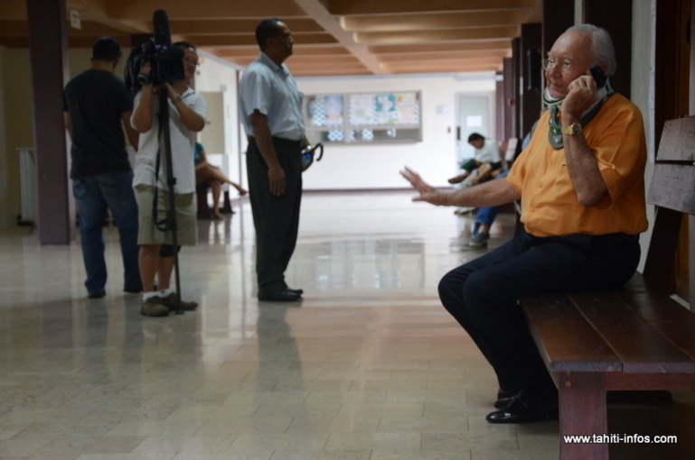 Gaston Flosse, le 7 février dernier au Palais de justice de Papeete, lors de la décision du procès en appel de l’affaire des emplois fictifs.