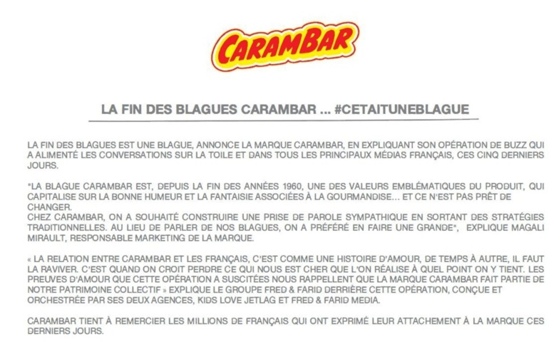 Avoir Images La Fausse Fin Des Blagues Carambar Le Coup De Com Qui A Piege La le plus cool par