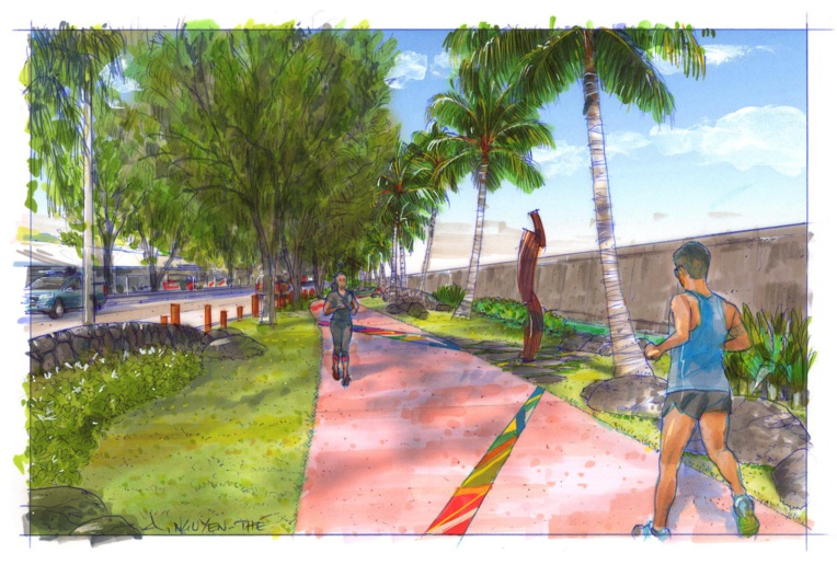 Une promenade piétonne à Motu Uta Une promenade piétonne à Motu Uta