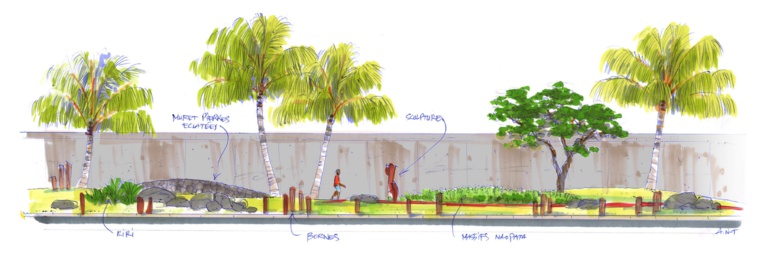 Une promenade piétonne à Motu Uta Une promenade piétonne à Motu Uta