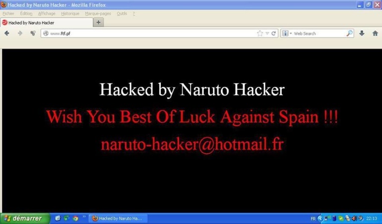 Le site de la Fédération Tahitienne de Football piraté