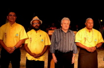 Le Premier ministre de Vanuatu, Moana Carcasses, Victor Tutugoro (Président du GMFL pour le FLNKS), le Président du gouvernement de la Nouvelle-Calédonie Harold Martin, et le Premier ministre Contre-amiral fidjien Franck Bainimarama. (Source photo : minis