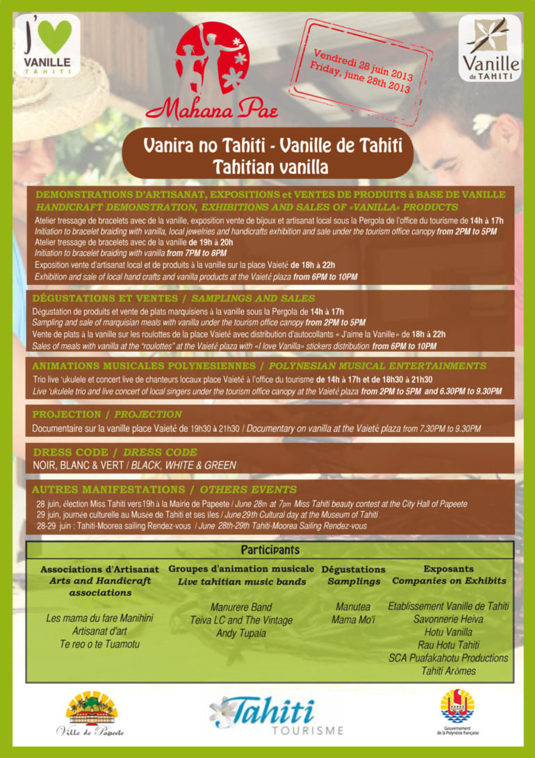 Mahana Pae Te Vanira no Tahiti, vendredi 28 juin