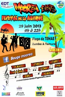 Rappel: Moorea Events Festival de la musique, demain 29 juin Rappel: Moorea Events Festival de la musique, demain 29 juin