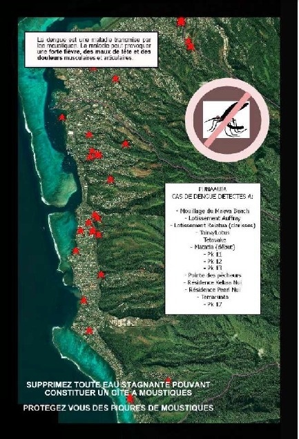 Localisation des foyers de dengue à Punaauia.