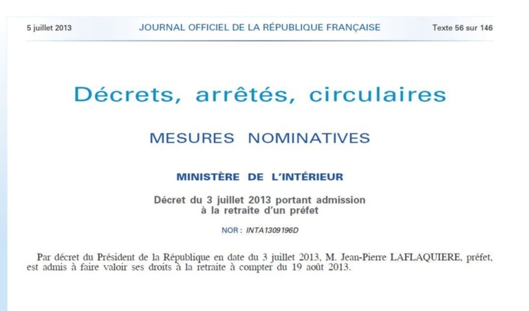 Extrait du JORF du 5 juillet 2013.