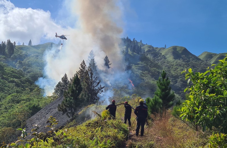 ​Vaste opération sur un feu de brousse à Punavai Nui