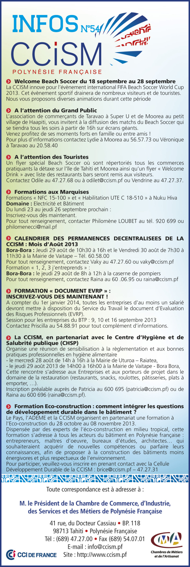 Infos CCISM N°54 Infos CCISM N°54