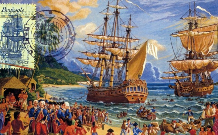 La France avait commémoré par un timbre et une enveloppe premier jour les deux bateaux de l’expédition, L’Astrolabe et La Boussole.