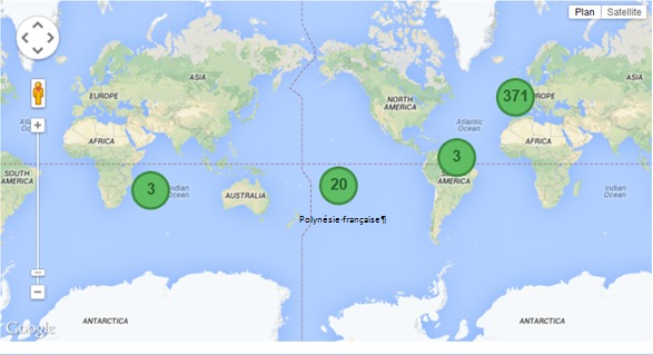 Carte des actions labellisées en métropole et en outre-mer