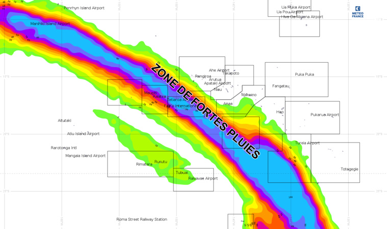 De fortes pluies attendues ce week-end sur la Société et l'ouest des Tuamotu De fortes pluies attendues ce week-end sur la Société et l'ouest des Tuamotu