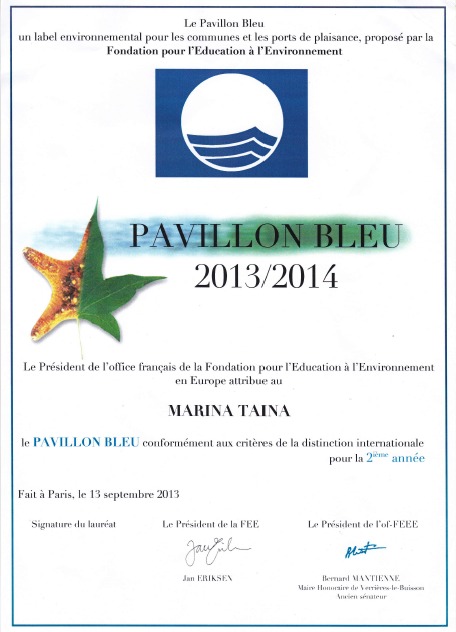 Label Pavillon Bleu pour la Marina Taina de Punaauia