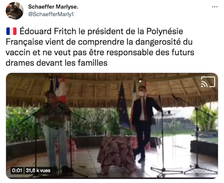 Un lapsus d'Edouard Fritch devient viral chez les anti-vaccins Un lapsus d'Edouard Fritch devient viral chez les anti-vaccins