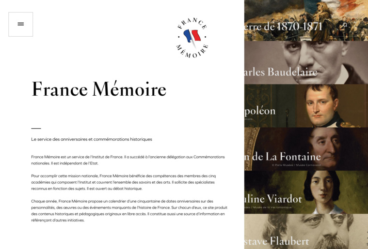 Histoire: France Mémoire, nouveau site en ligne de l'Institut de France