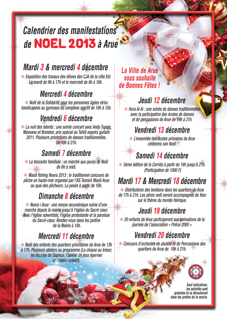 Les manifestations de noël à Arue ce week-end Les manifestations de noël à Arue ce week-end