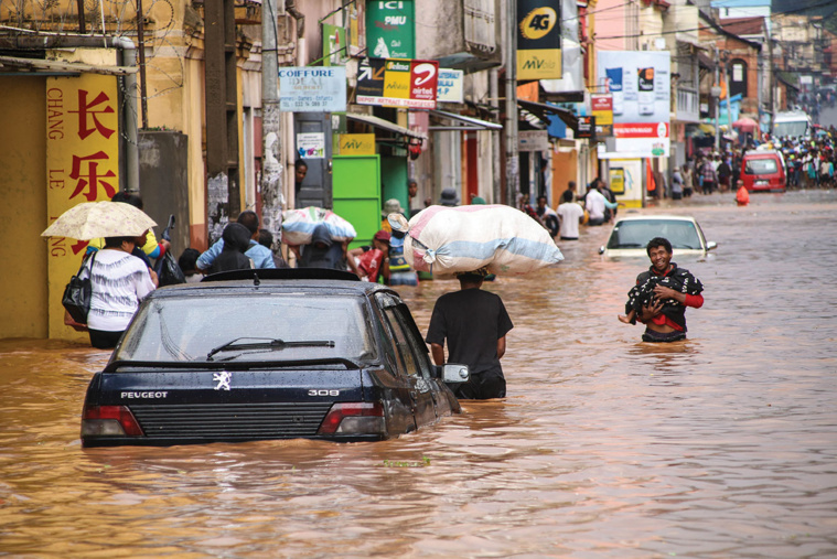 Photo des inondations survenues début janvier à Antananarivo. MAMYRAEL / AFP