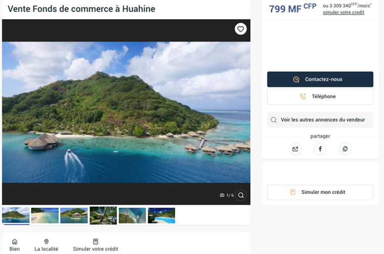 Le Royal Huahine mis en vente Le Royal Huahine mis en vente