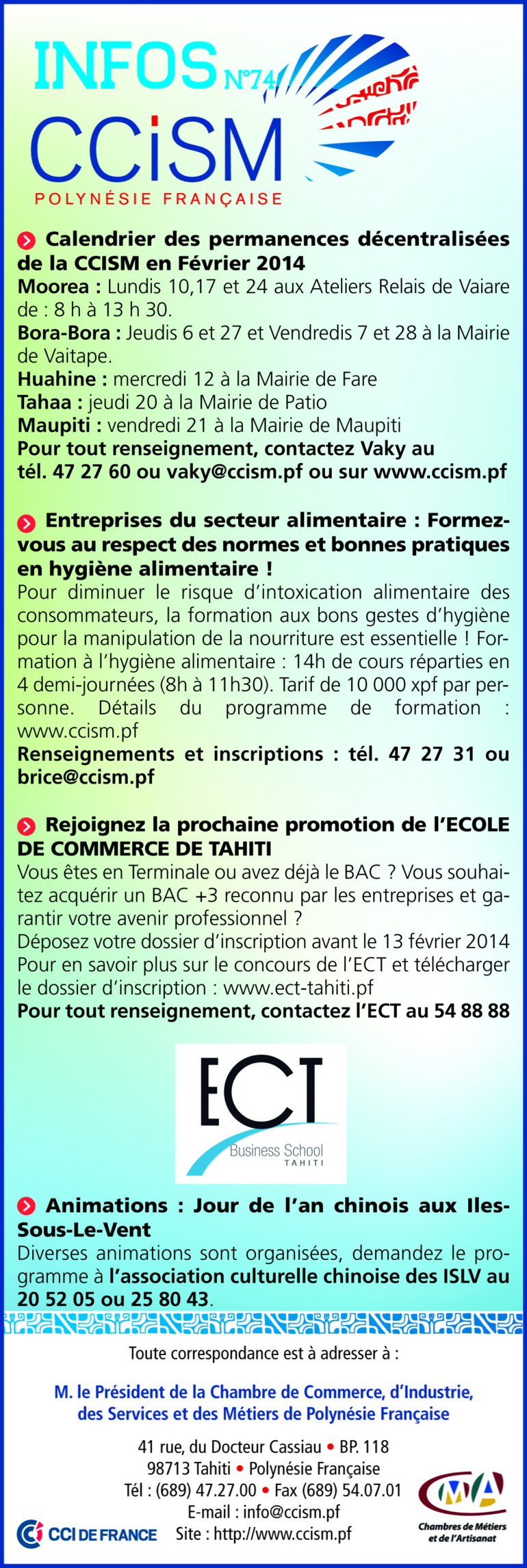 Infos CCISM N°74 Infos CCISM N°74